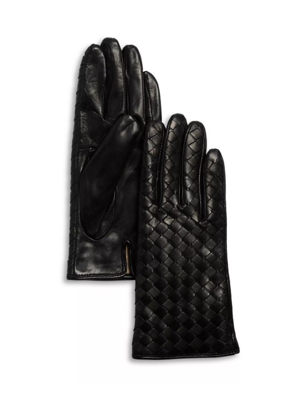 NWT Bloomingdale's Fancy Nappa Leather Gloves Black Womens Size 7.5